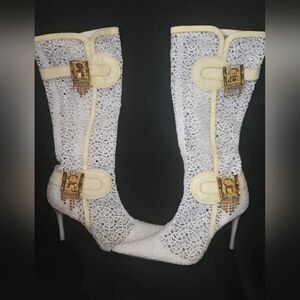 Lace Heels Boots Jewelled Size‎ 36